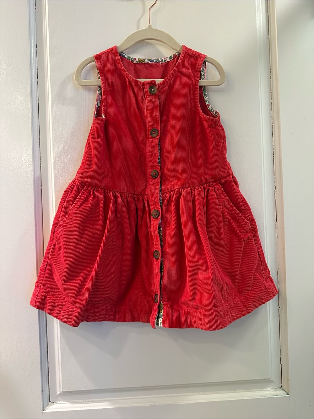 Mini boden- Girl Red Corduroy Button-Front Dress